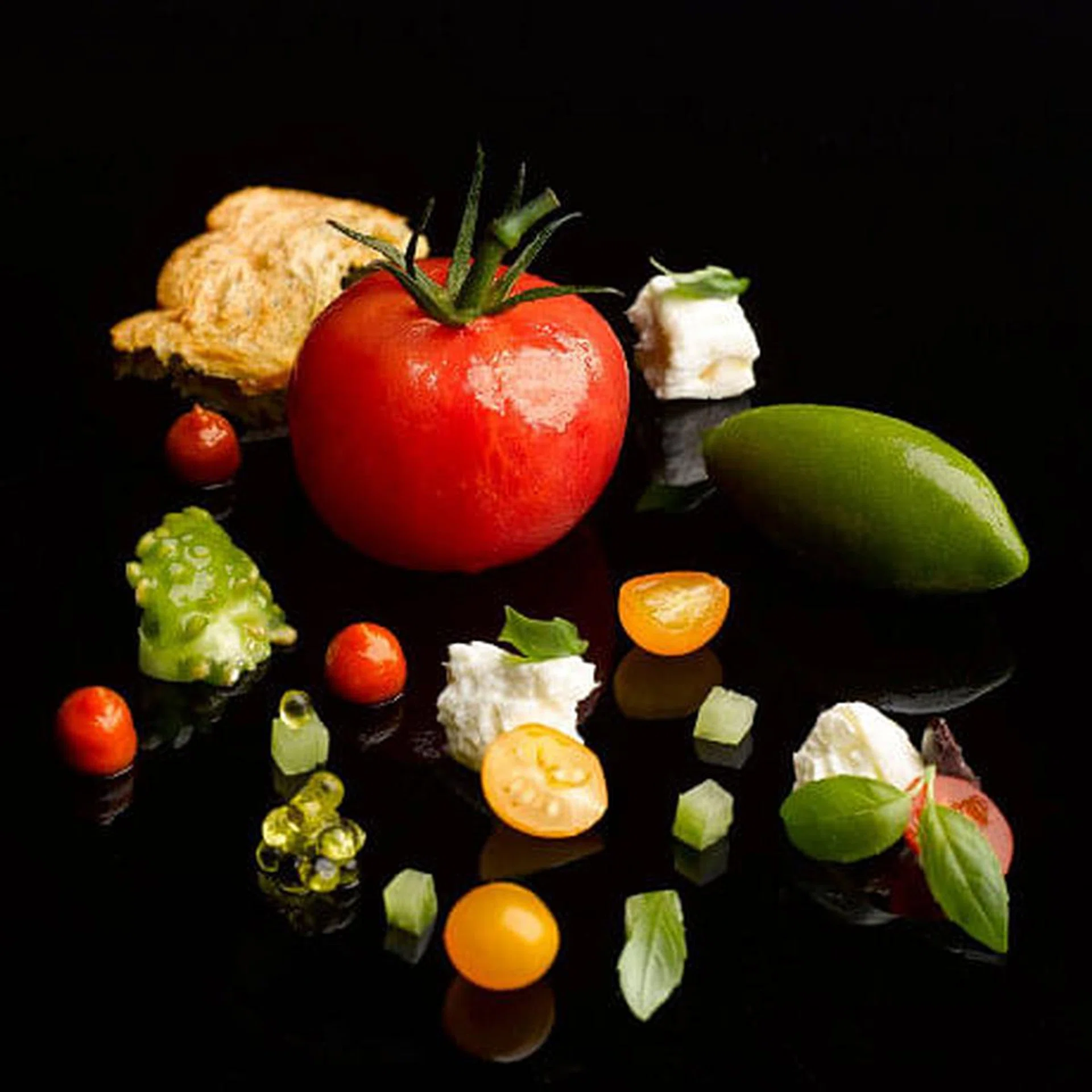 where to eat gourmet vegetarian dishes - Jaan - tomato collection
