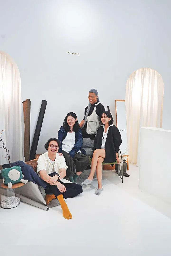 The Graye team: (Clockwise from top) Hamkah Latib, Kezia Teng, Calvin Sim and Xie Qian Qian