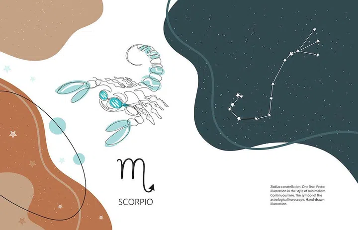 Zodiac background. Constellation Scorpio. The element of water.