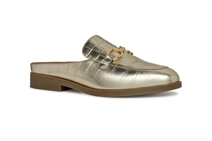 cloridie woman leather mules in light gold geox