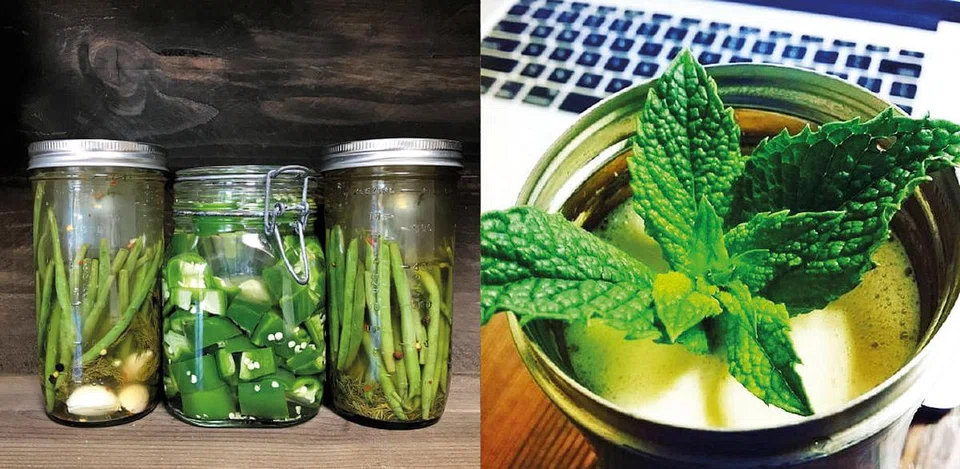 From Left: Pickling vegetables; and making delicious homemade treats.  