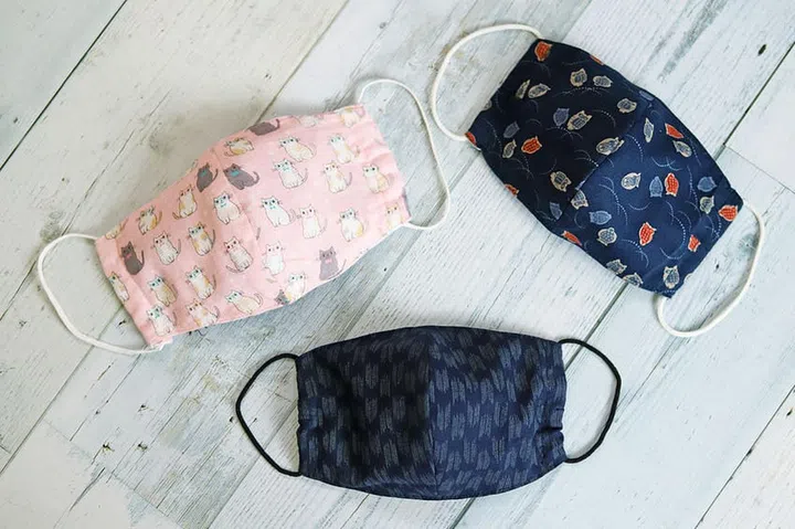 Handmade Japanese patterned and cat patterned fabric face masks for virus contagion protection