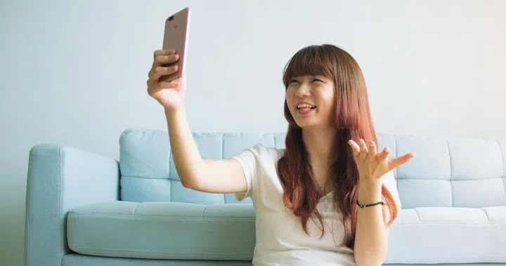 Young Asian Woman Vlog At Home.