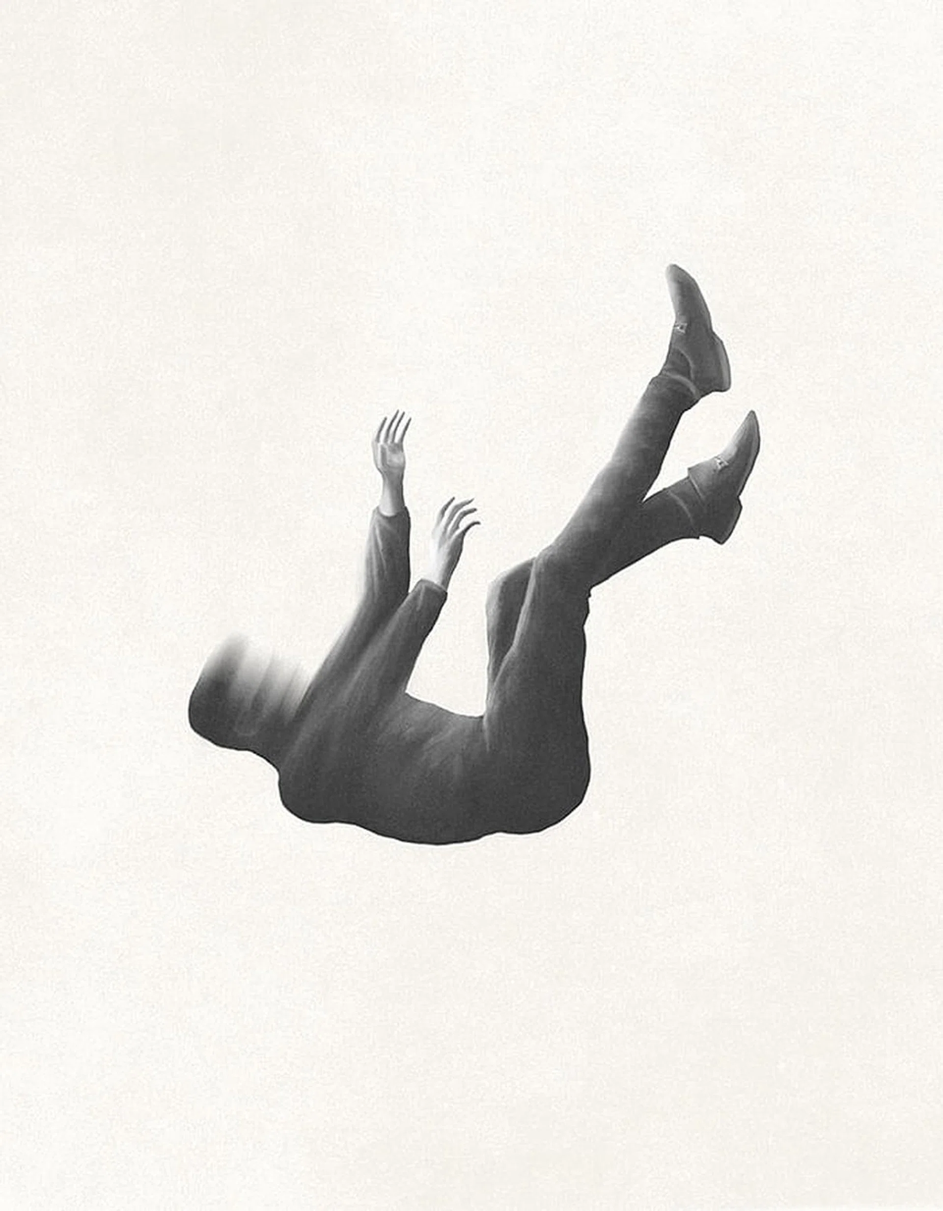 illustration of man falling from the sky, minimal concept