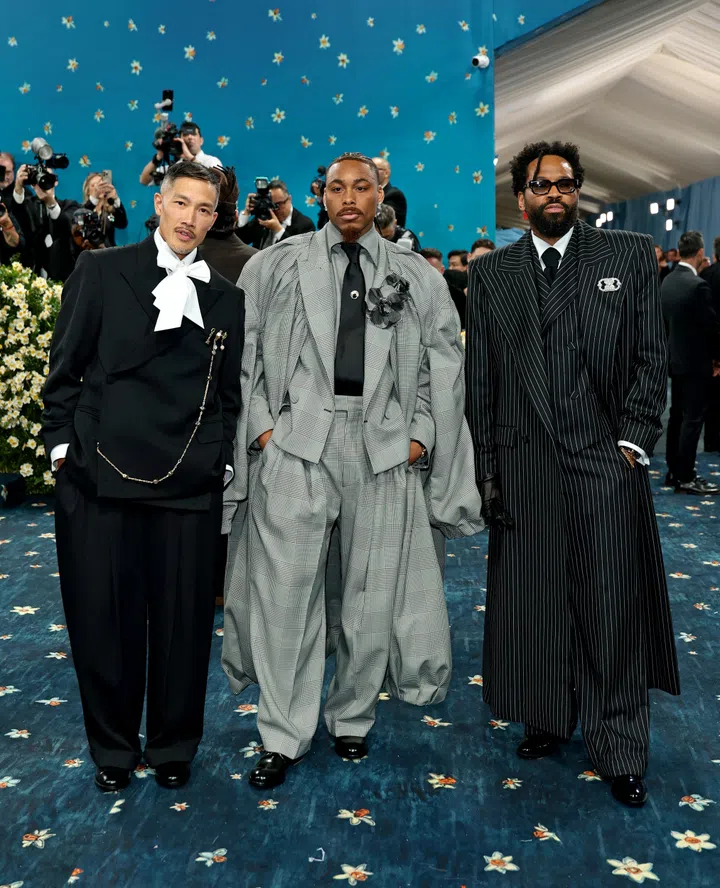 NEW YORK, NEW YORK - MAY 05: (L-R) Dao-Yi Chow, Justin Jefferson and Maxwell Osborne attend the 2025 Met Gala Celebrating "Superfine: Tailoring Black Style" at Metropolitan Museum of Art on May 05, 2025 in New York City.  (Photo by Dimitrios Kambouris/Getty Images for The Met Museum/Vogue)