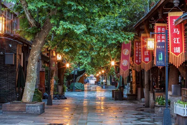 Chengdu, Sichuan, China - May 15, 2016: They are one of old alleys in Chengdu, Sichuan, China. The streets are famous tourist spots in Chengdu.