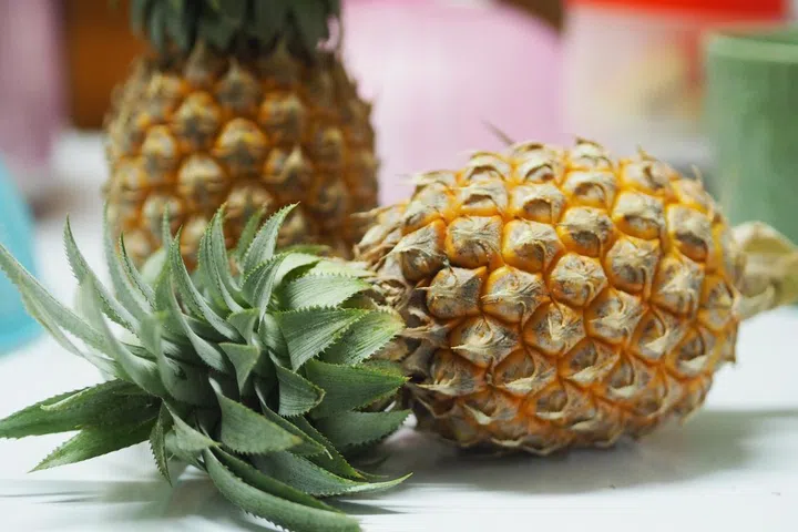 Pineapple​ sweet fruit​on white ​background​