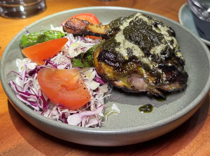 Equatorial’s matcha curry grilled masala chicken.