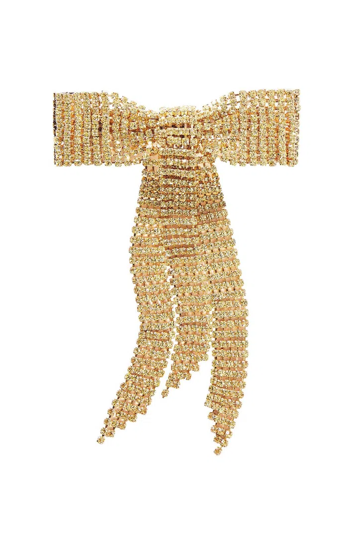 Crystal Bow Hairclip with gold crystals