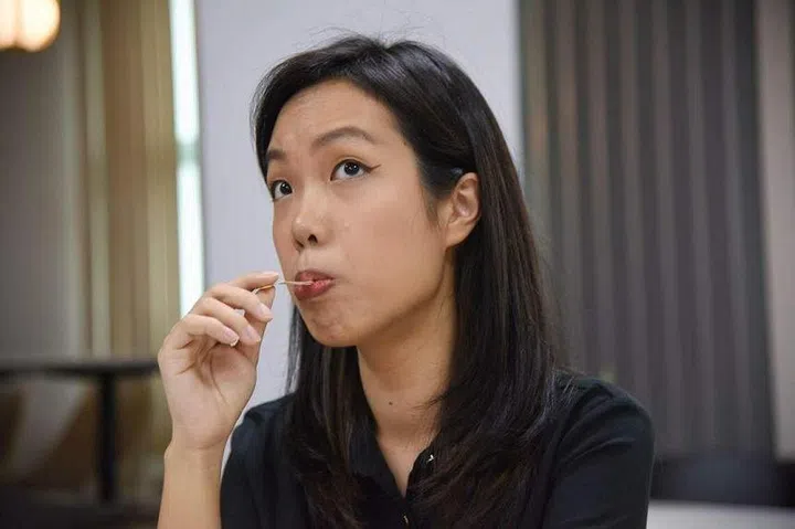 This time, she could detect salt on the third of six strips, meaning her taste buds became slightly more sensitive to salt. ST PHOTO: HENG YI-HSIN