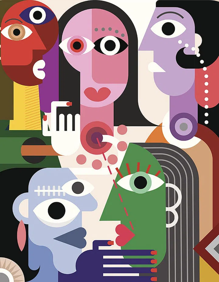 Large Family. Abstract art vector illustration.