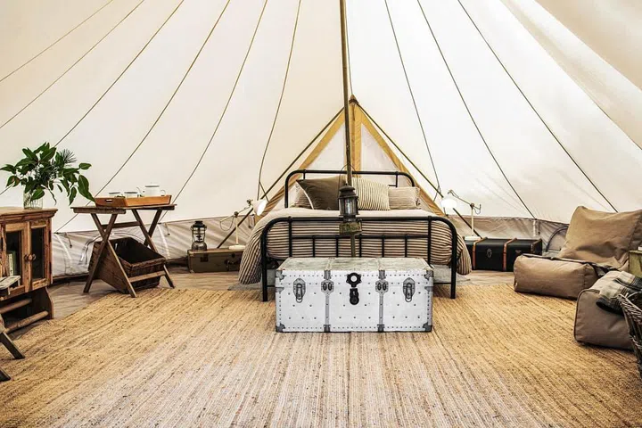 A look inside a luxury tent owned by Walk Talk Taste which organises gourmet tours and glamping in Margaret River.