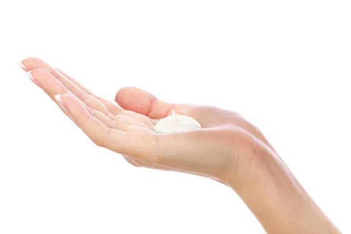 Female hands on white background