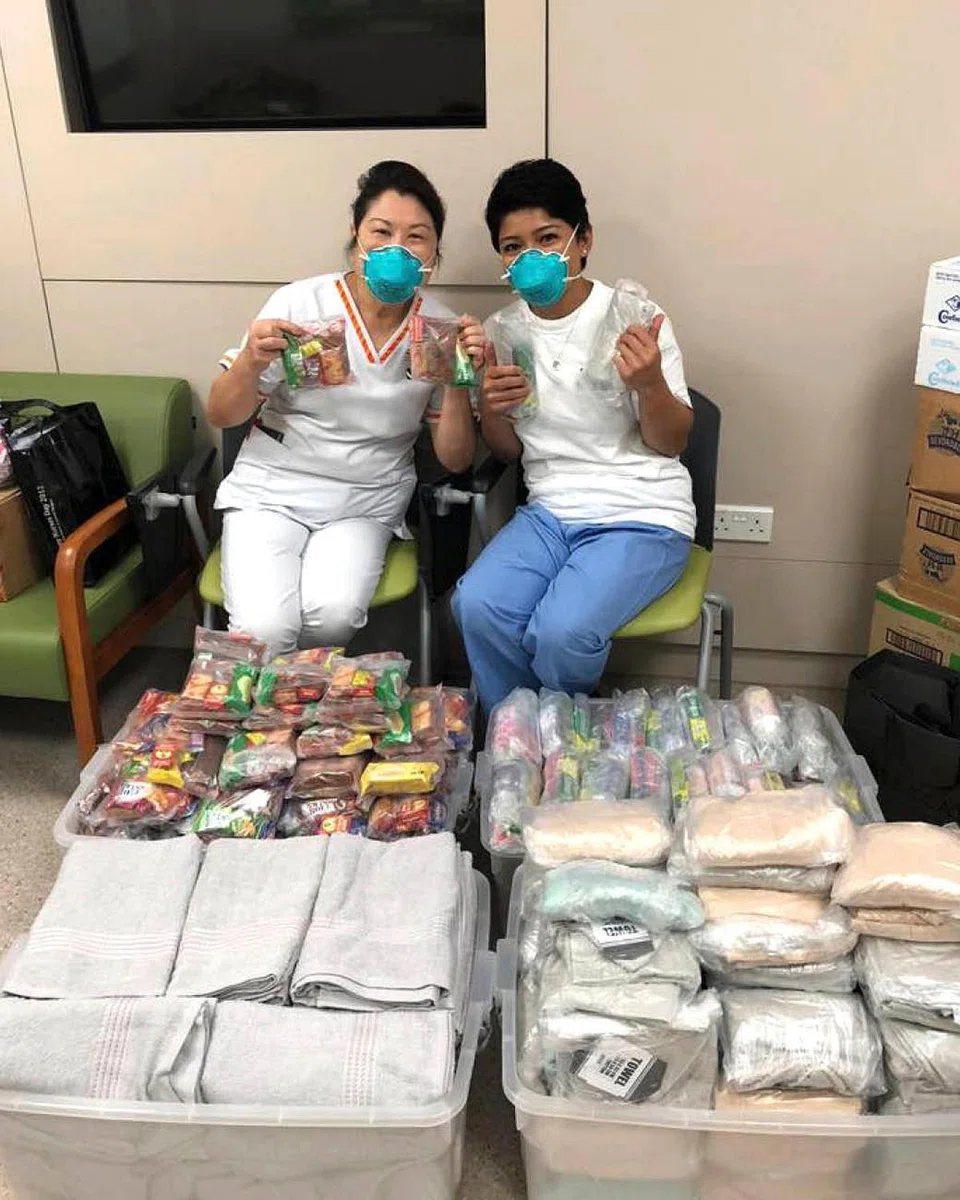 Suriana-Sanwasi donate clothe sprayer mats migrant workers singapore hospital