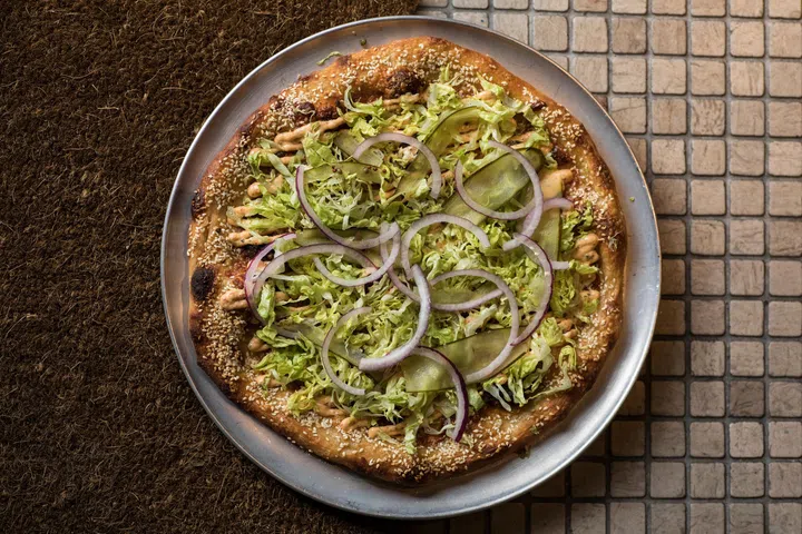 Blue Label Pizza & Wine’s The Travis Supreme pizza.