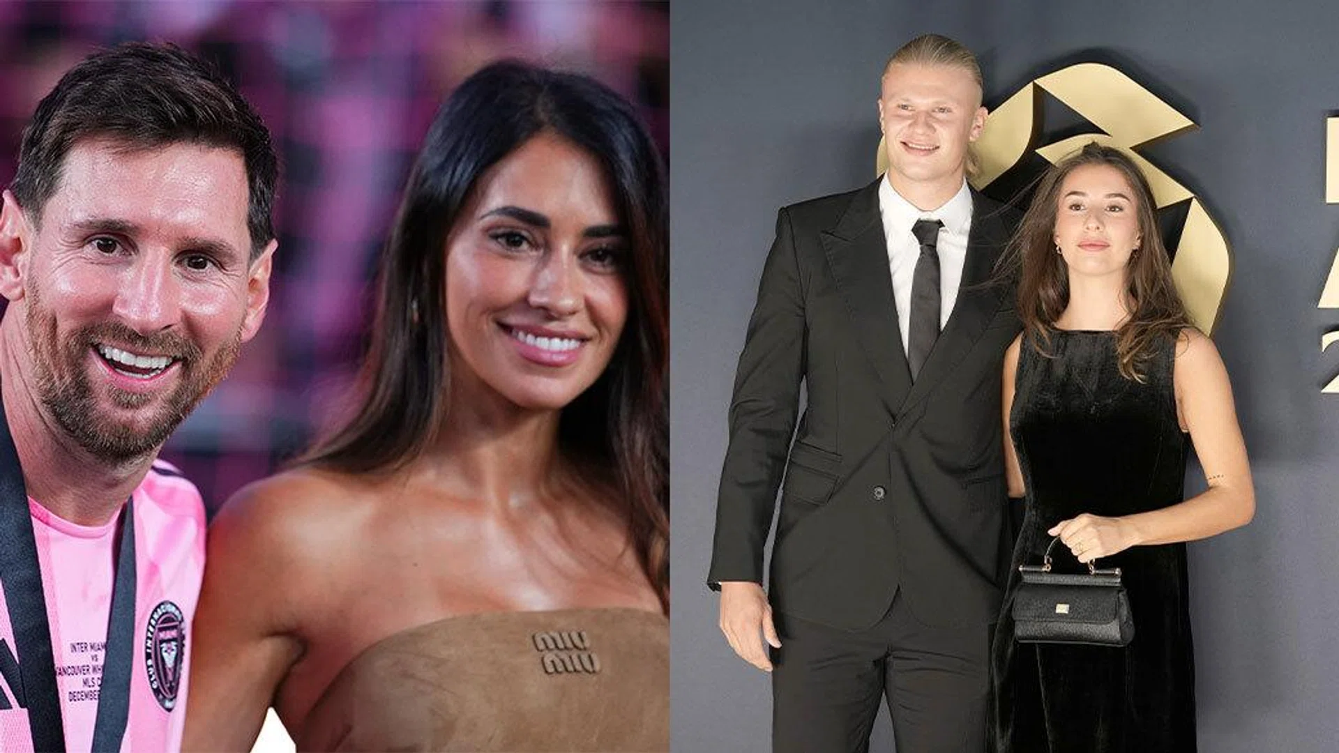 lionel messi and antonelo roccuzzo, erling haaland and Isabel Haugseng Johansen