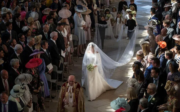 Meghan Markle walking down the aisle