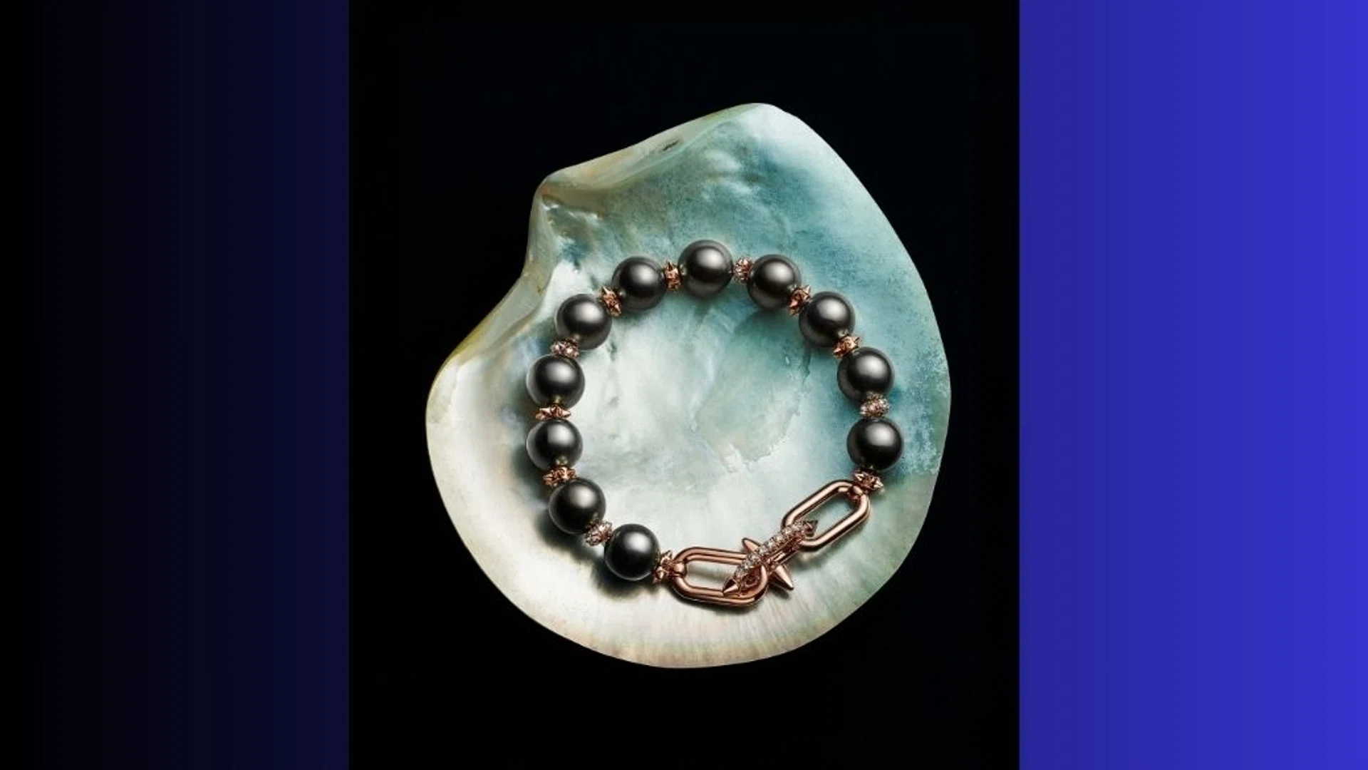 Tiffany Titan by Pharrell Williams Tahitian pearl bracelet in gold and diamonds, Photo: Tiffany & Co.