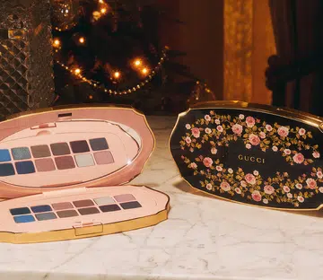 An eyeshadow palette by Gucci Beauty produced just for the holiday season.