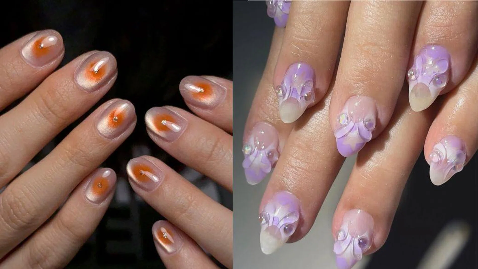 Home-based nail salon manicure in Singapore featuring neatly groomed hands with gel nail art