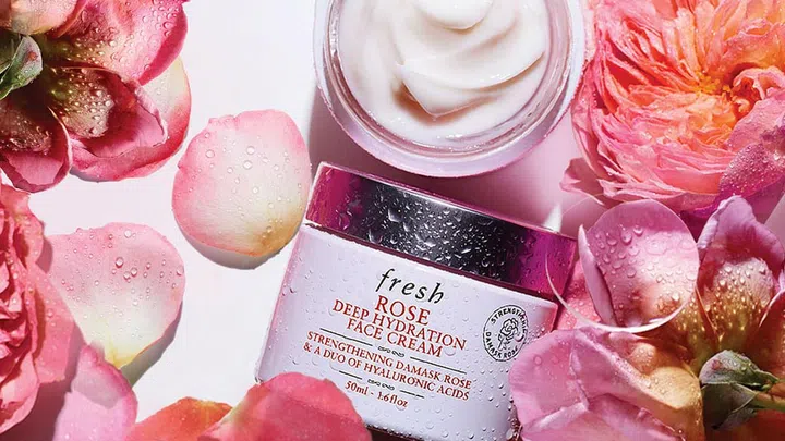 Fresh rose-infused skincare routine