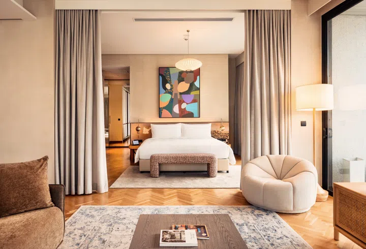 Perched on the top floor, the Else Suite boasts a private balcony and panoramic views of Kuala Lumpur’s skyline.