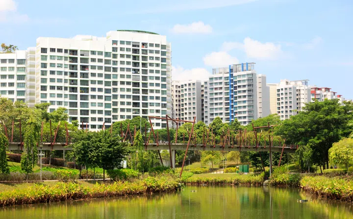 Singapore-27 JUL 2019: Singapore Punggol water way park landscape bridge