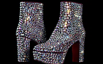 Leather platform boots with crystals