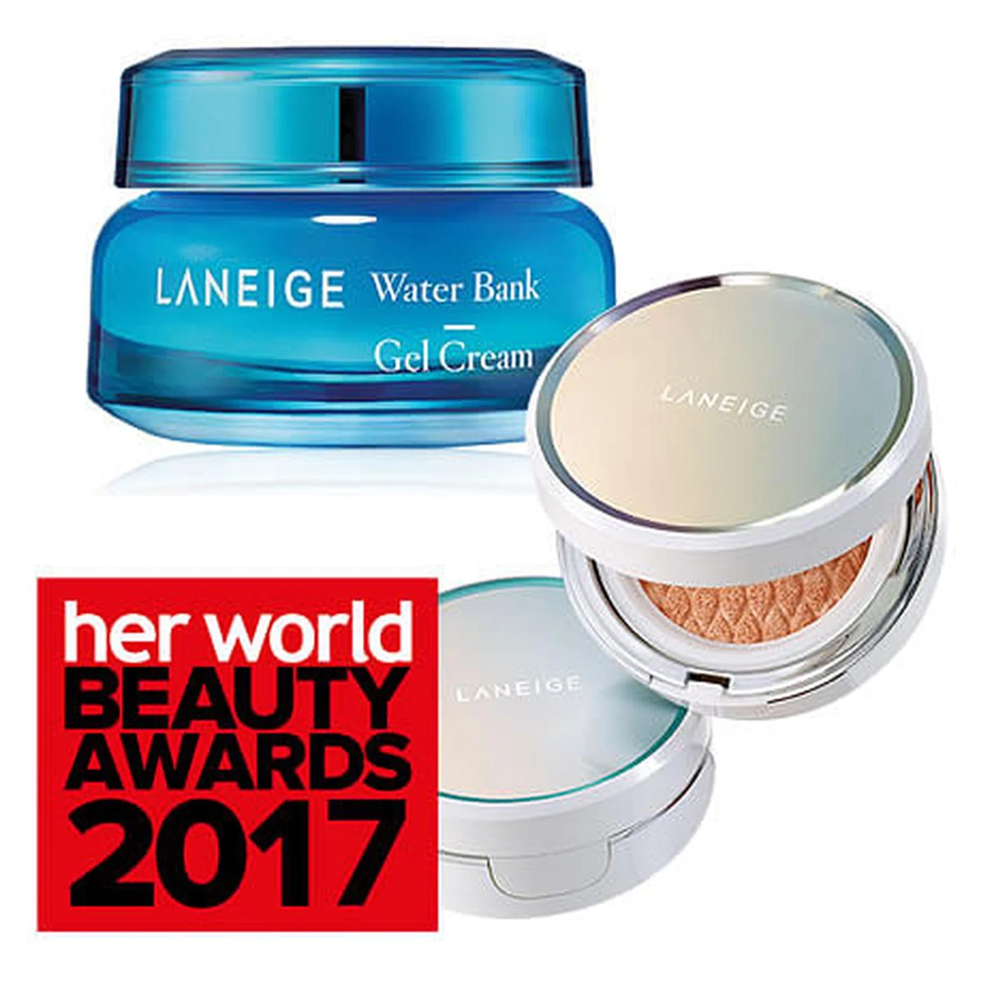 Her World Beauty Awards 2017 Winner: Laneige Water Bank Gel Cream and BB Cushion_Pore Control 