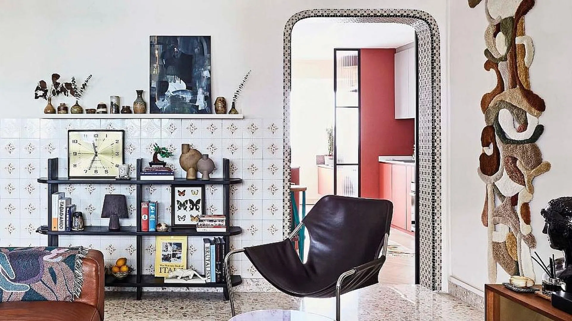 A Paulistano cantilever leather chair takes pride of place in this home. Credit: Phyllicia Wang
