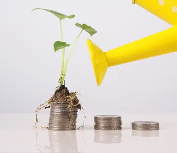 Conceptual image for investment in white background