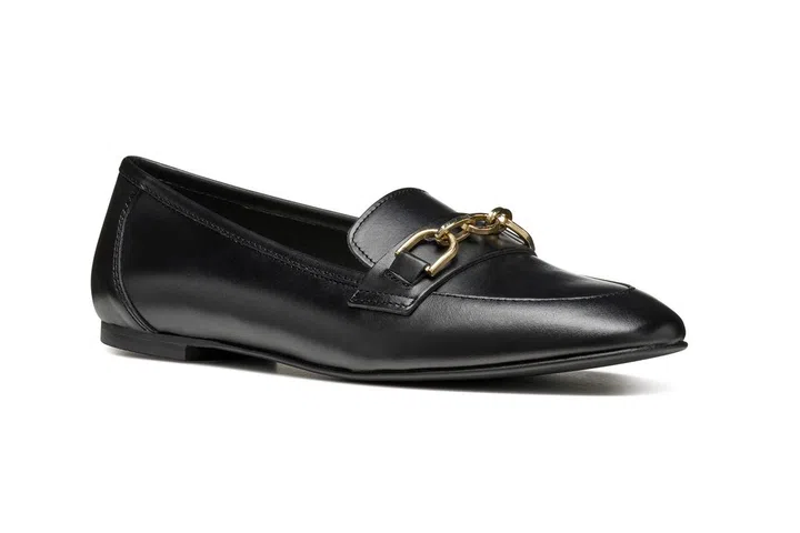 llizia woman leather loafers in black geox