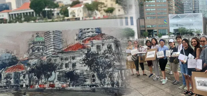 Outdoor landscape sketching at the Singapore River | Local Arts & Heritage Events in Singapore to Use Your SG Culture Pass $100 Credits