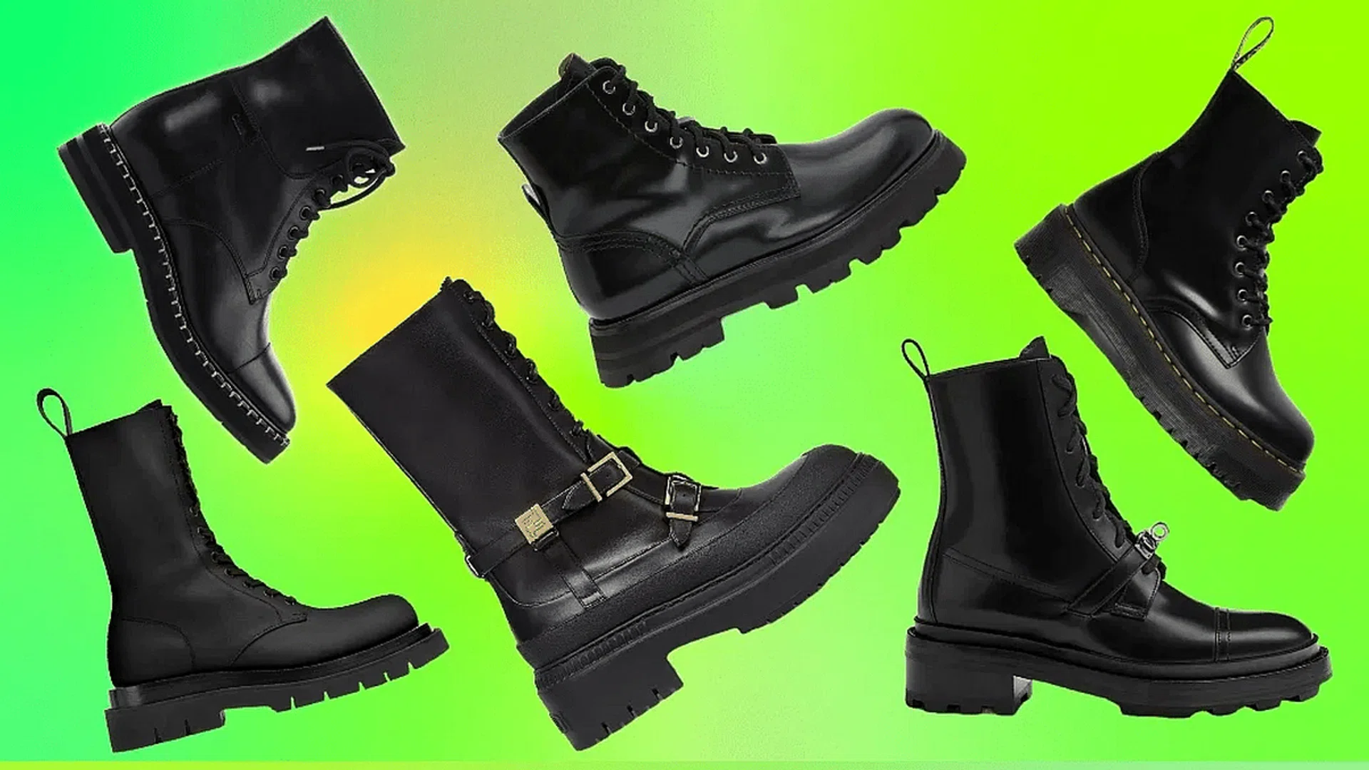 Designer black combat boots on sale