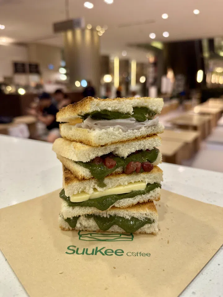 SuuKee Coffee’s (from top down) matcha orh nee, matcha red bean, matcha butter and matcha toast.
