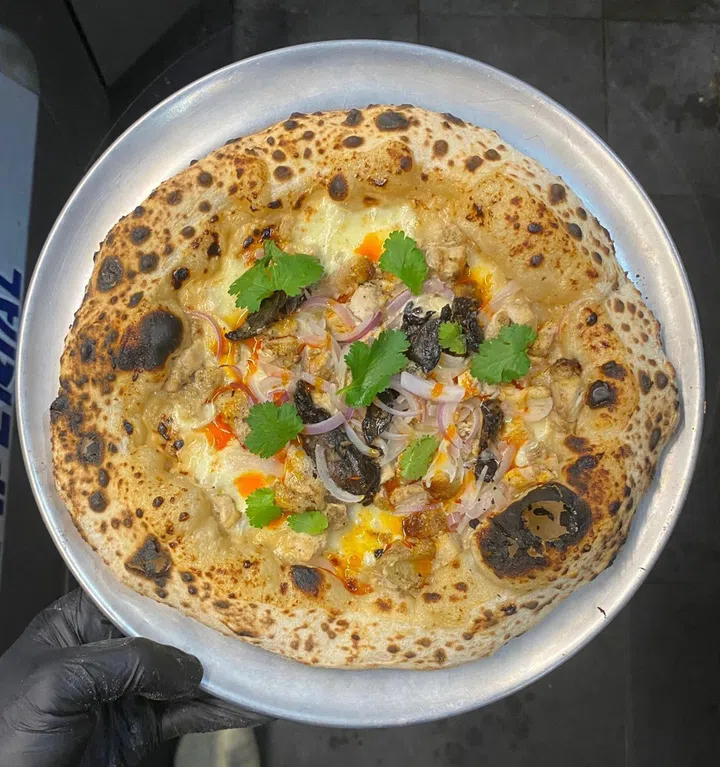 Spiced Coconut Chicken pizza from Chooby Pizza.