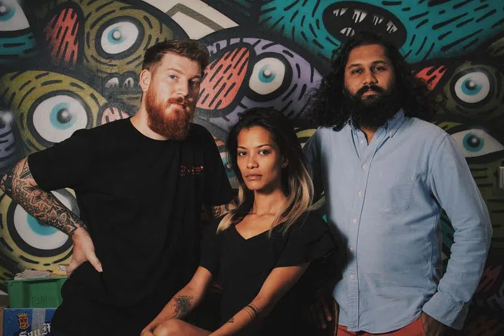 The three founders of Sago House (left to right): Jay Gray, Desiree Jane Silva, and Abishek C George. (Photo: Sago House)