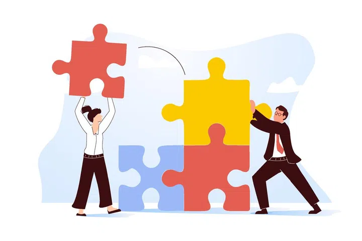 Cooperation and teamwork abstract concept vector illustration set. Crowdfunding and partnership, new idea generation, collect donations, business venture, entrepreneurship success abstract metaphor.