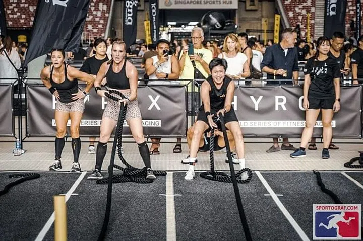 Amanda doing the rope pull on the left. Photo: Amanda Lim