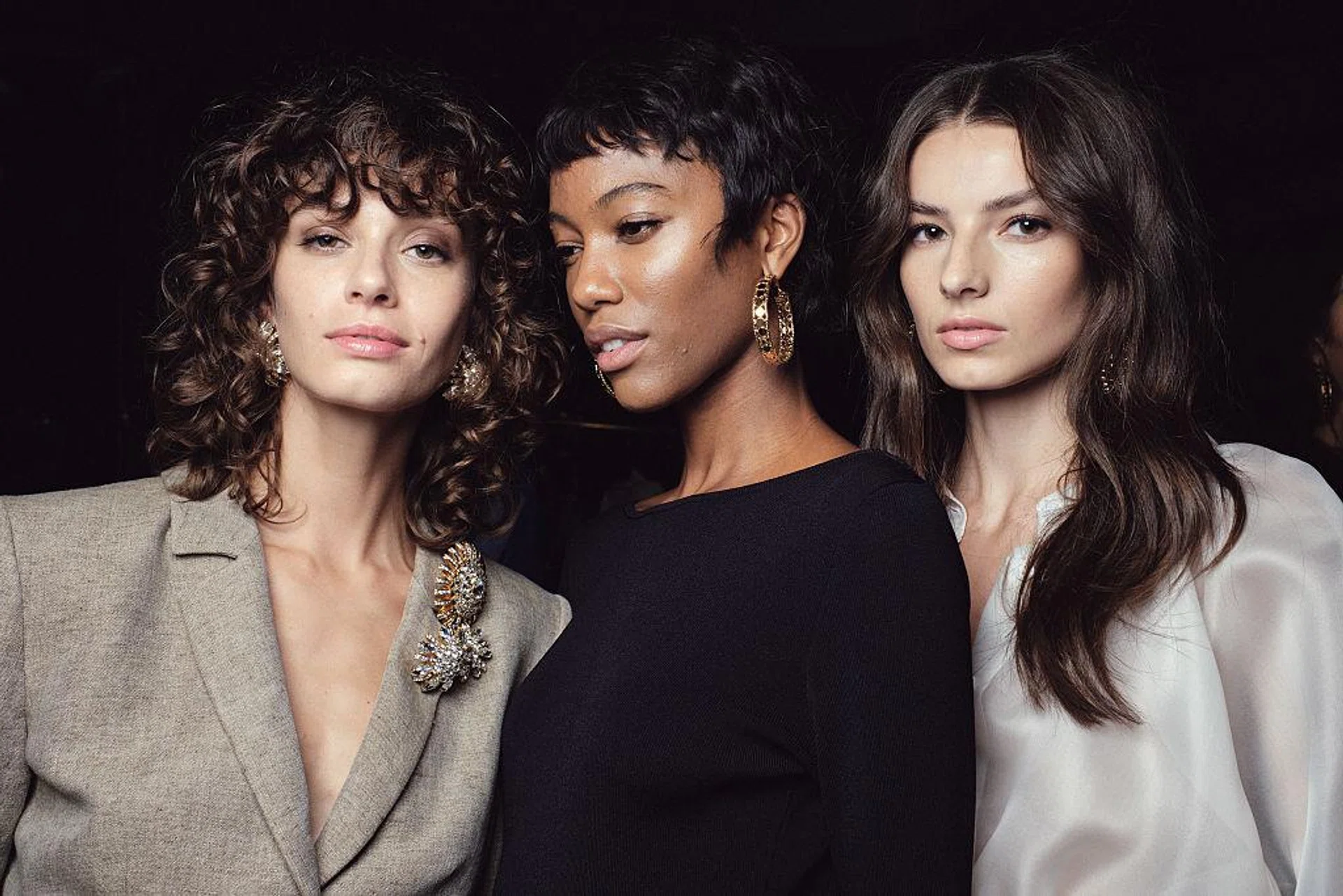 MILAN, ITALY - SEPTEMBER 27: Models pose backstage at the Luisa Spagnoli fashion show during the Milan Womenswear Spring/Summer 2026 on September 27, 2025 in Milan, Italy. (Photo by Ferda Demir/Getty Images)