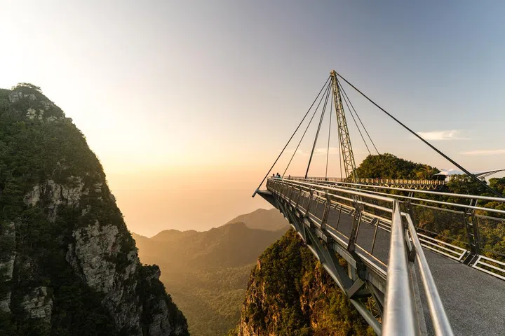Langkawi Sky Bridge, a suspended bridge built on top of the Machinchang mountain, Langkawi, Kedah, Malaysia.