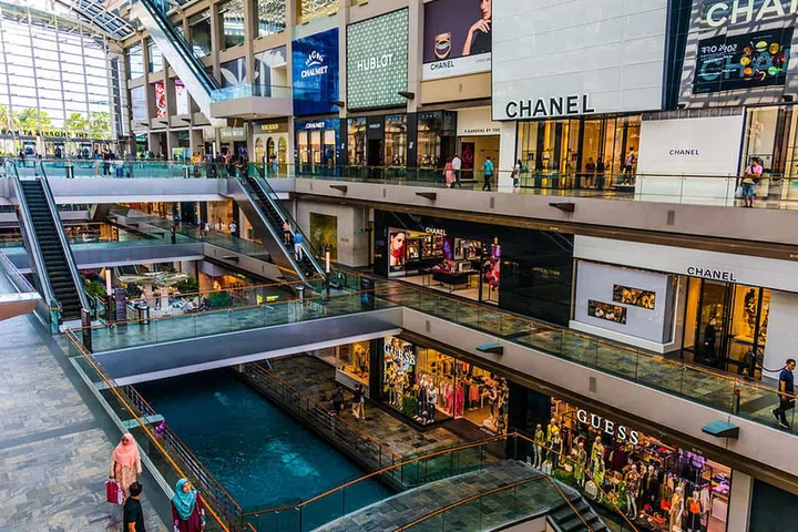 SINGAPORE - MAR 2, 2020: Interior of The Shoppes at Marina Bay Sands in Singapore