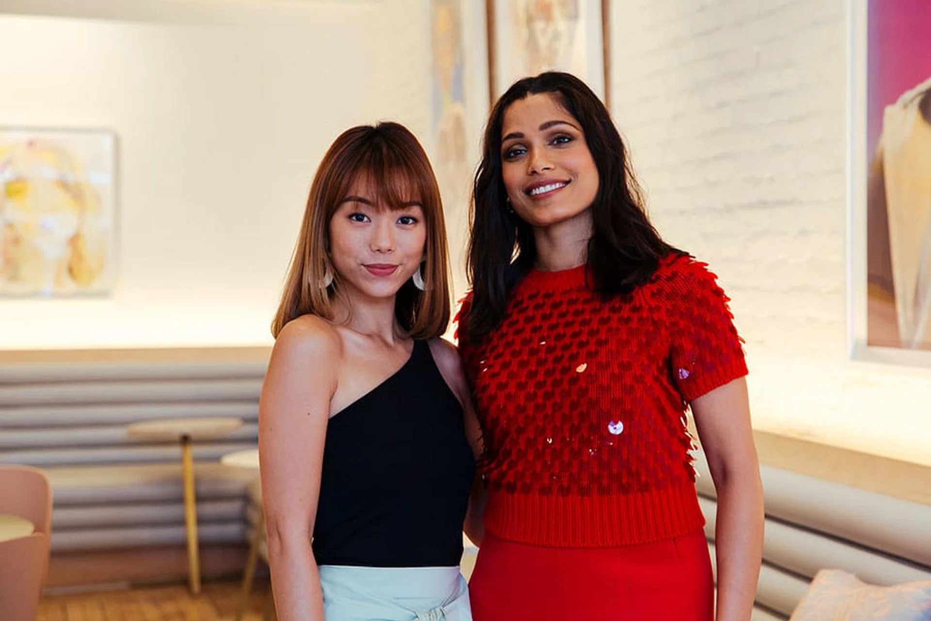Andrea Chong and Freida Pinto