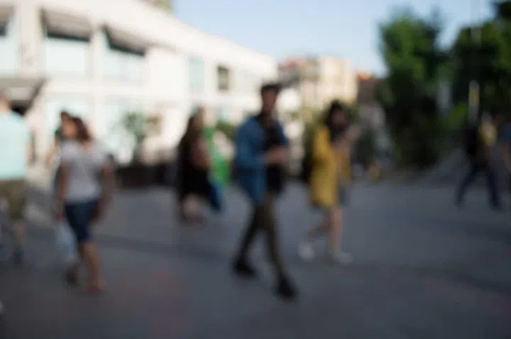 Blurred City and People Urban Scene