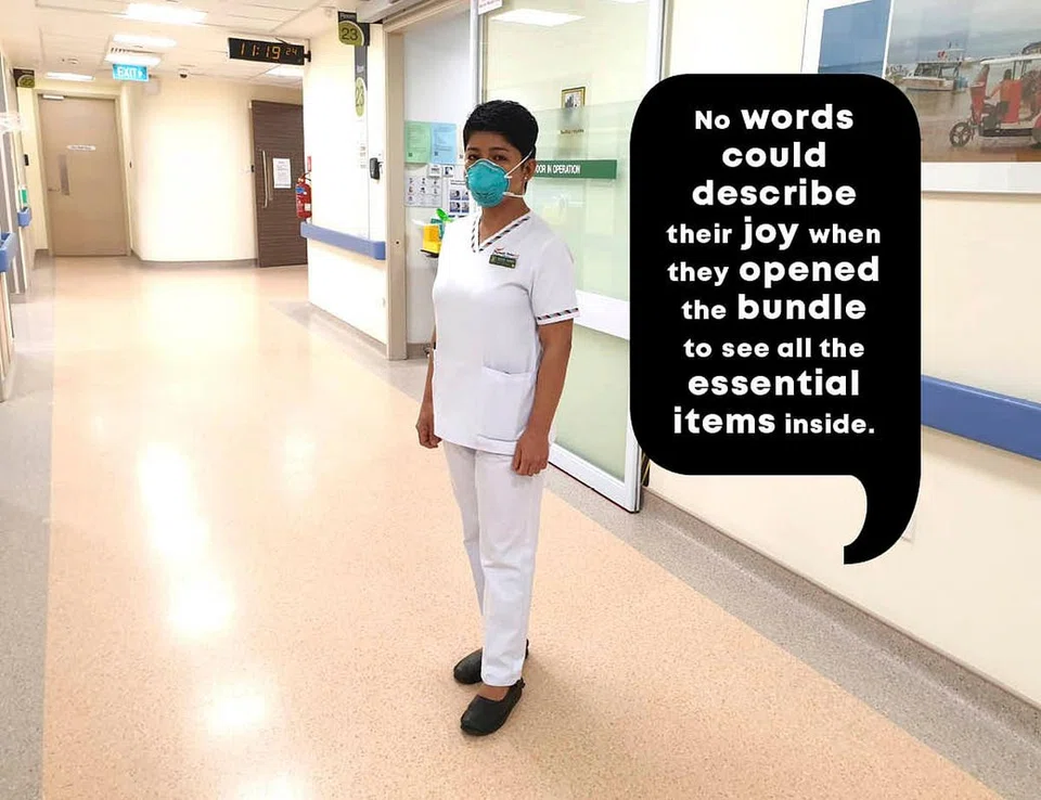 Suriana-Sanwasi donate clothe sprayer mats migrant workers singapore hospital