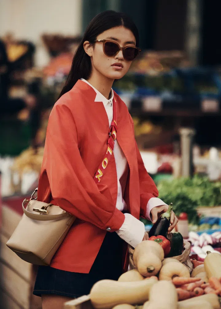 longchamp le roseau xs bucket bag in root from summer 2025 collection