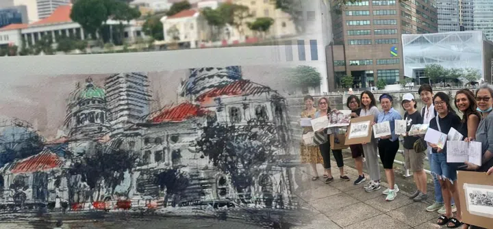 Outdoor landscape sketching at the Singapore River | Local Arts & Heritage Events in Singapore to Use Your SG Culture Pass $100 Credits