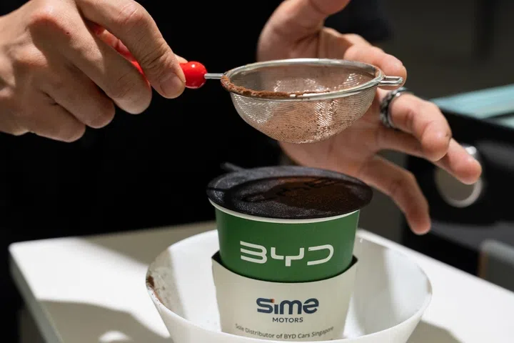 The cafe-style coffee bar is a key feature of BYD’s Tampines 1 showroom, encouraging visitors to relax and explore its EV lineup at their own pace.