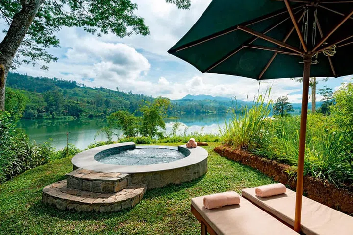 Immerse yourself in nature as you soak in a heated outdoor tub.
