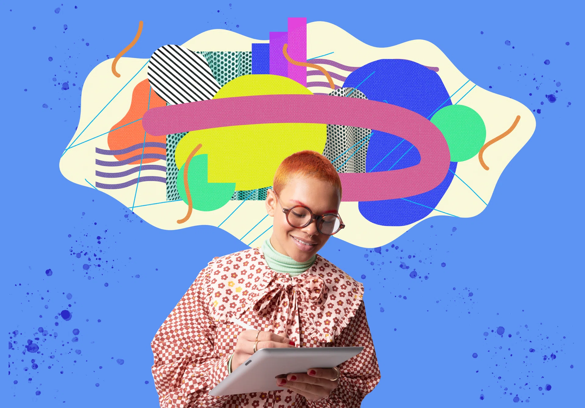 Fashionable person using digital tablet